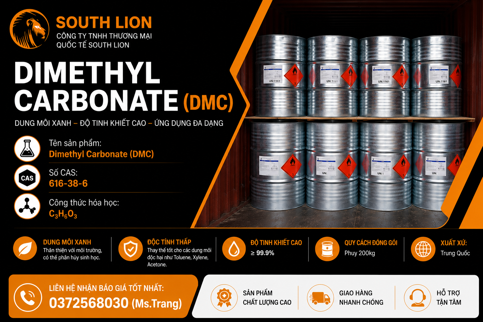 Dung môi Dimethyl Carbonate DMC công nghiệp