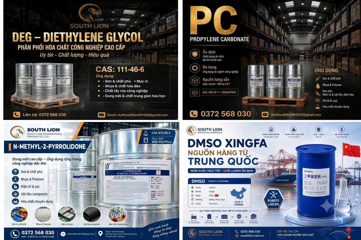 NMP – DMSO – PC – DEG. 4 DUNG MÔI PHÂN CỰC, 4 “CÁCH GIẢI BÀI TOÁN” TRONG SẢN XUẤT CÔNG NGHIỆP
